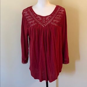 Lucky Brand 3/4 sleeve boho top XL
